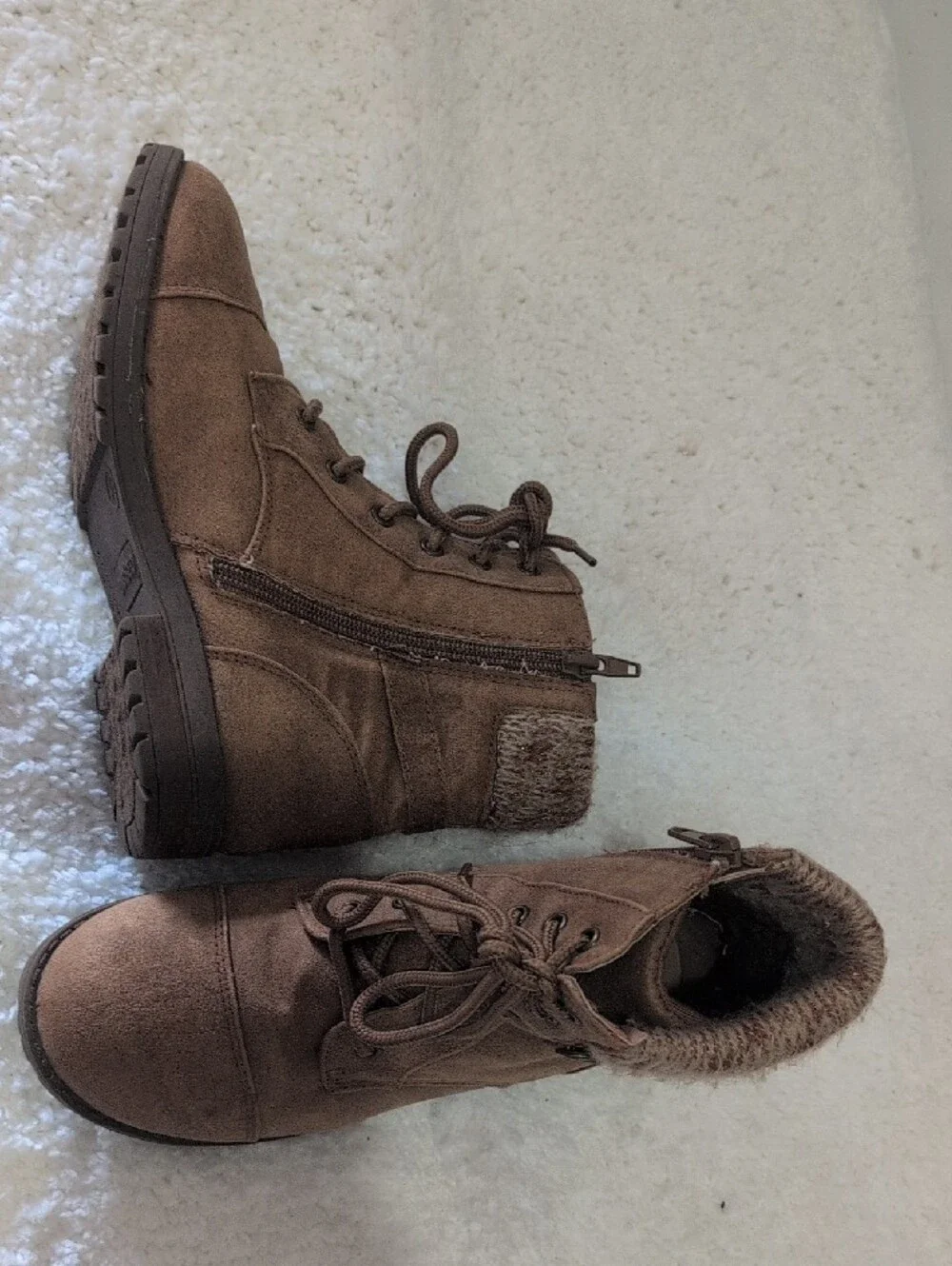 Girl's Brown Faux-Suede Lace-Up Winter Boot